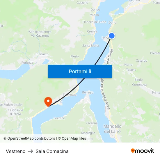 Vestreno to Sala Comacina map