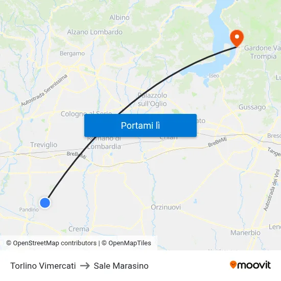 Torlino Vimercati to Sale Marasino map