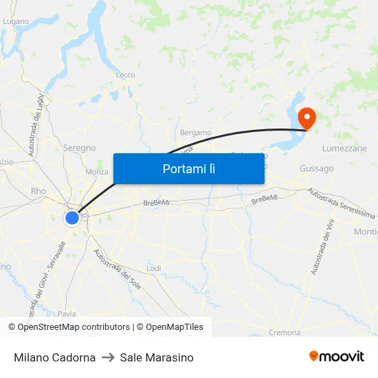 Milano Cadorna to Sale Marasino map