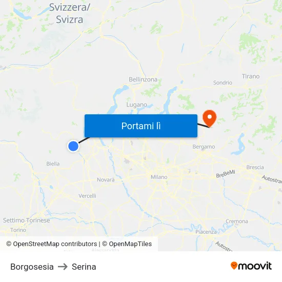Borgosesia to Serina map