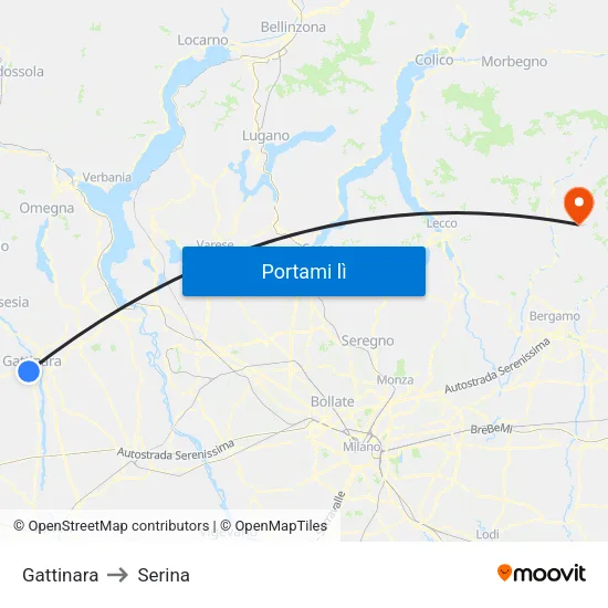 Gattinara to Serina map