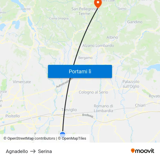 Agnadello to Serina map