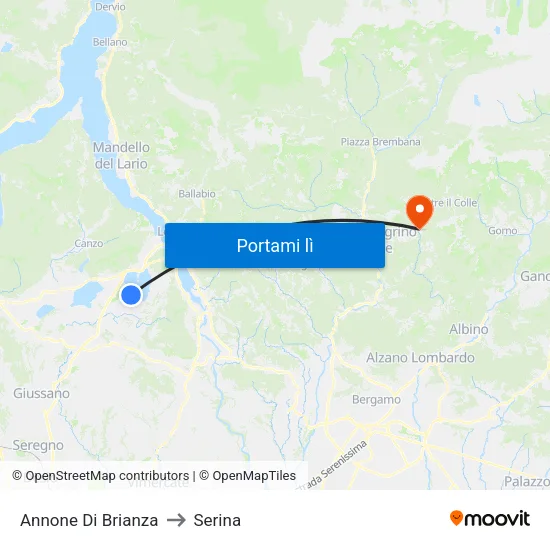 Annone Di Brianza to Serina map