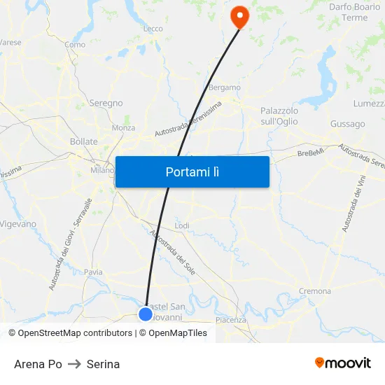 Arena Po to Serina map