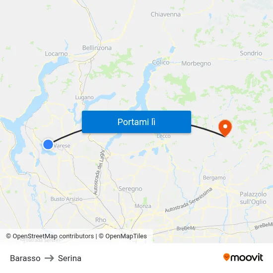 Barasso to Serina map
