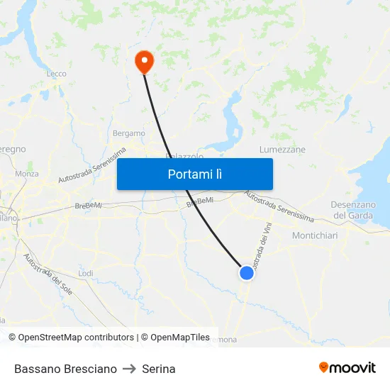 Bassano Bresciano to Serina map