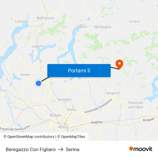 Beregazzo Con Figliaro to Serina map
