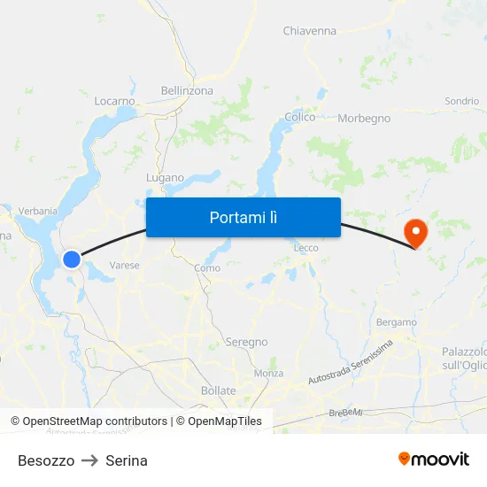 Besozzo to Serina map