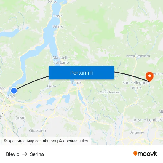 Blevio to Serina map