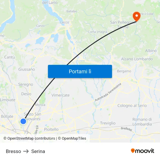 Bresso to Serina map