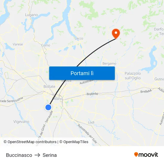 Buccinasco to Serina map