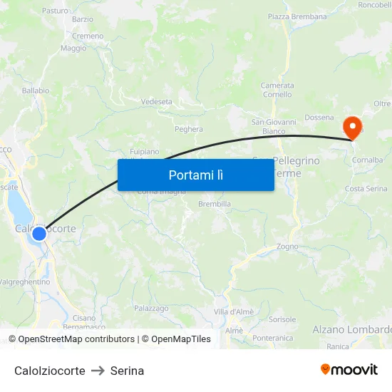 Calolziocorte to Serina map