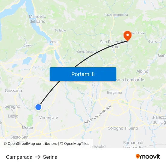 Camparada to Serina map