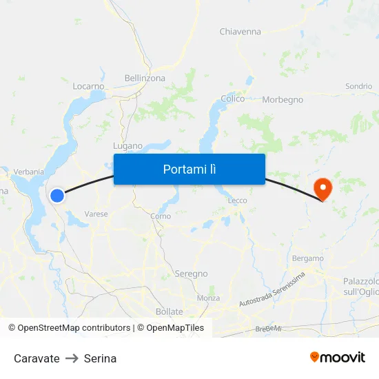 Caravate to Serina map