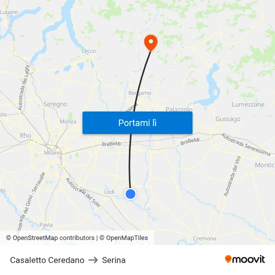 Casaletto Ceredano to Serina map