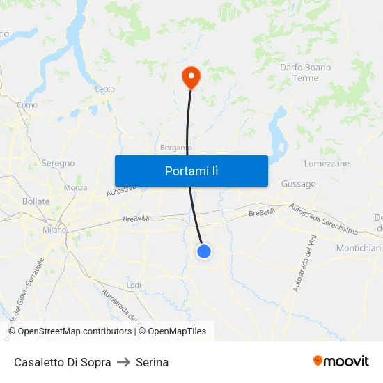 Casaletto Di Sopra to Serina map