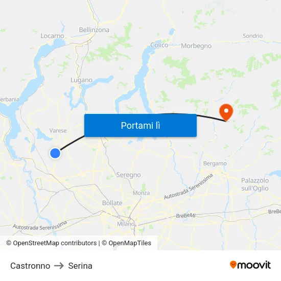 Castronno to Serina map
