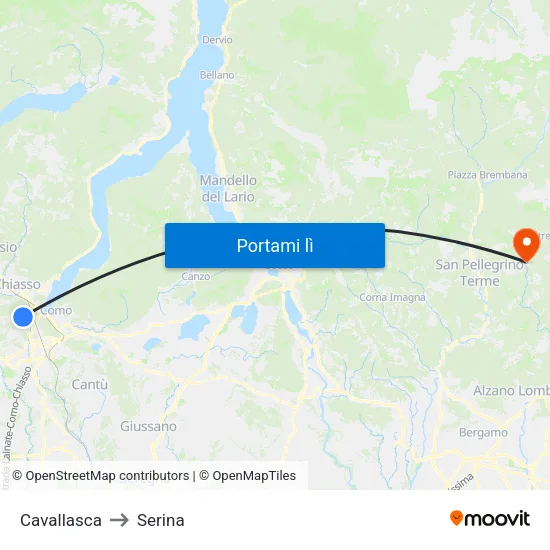 Cavallasca to Serina map