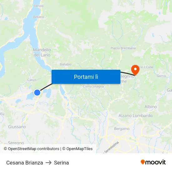Cesana Brianza to Serina map