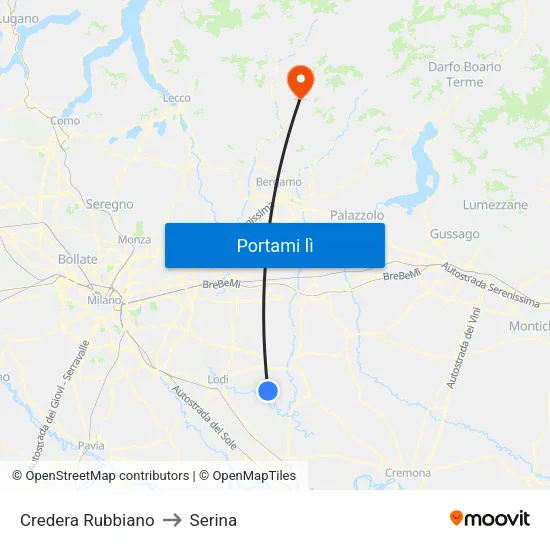 Credera Rubbiano to Serina map