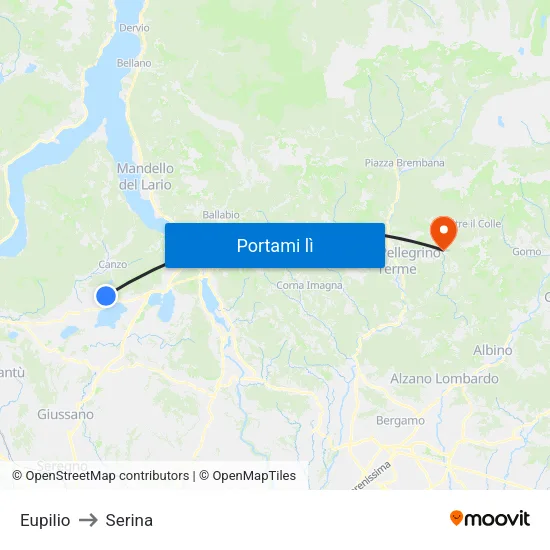 Eupilio to Serina map