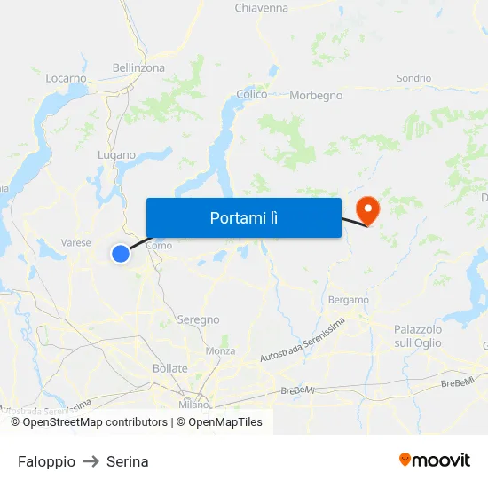 Faloppio to Serina map