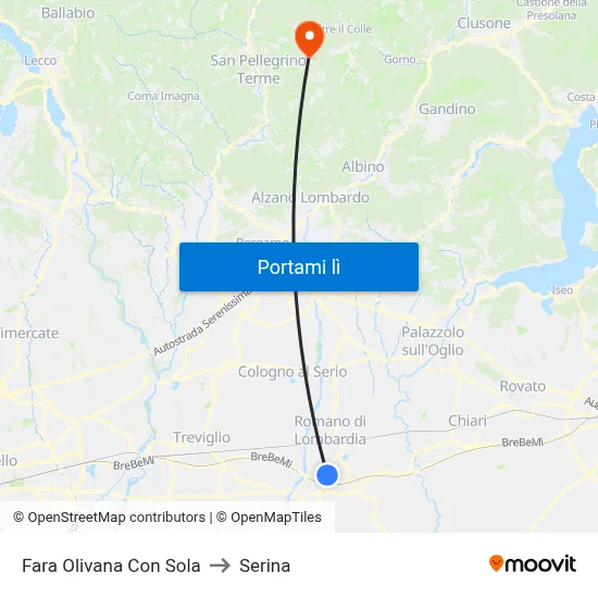 Fara Olivana Con Sola to Serina map