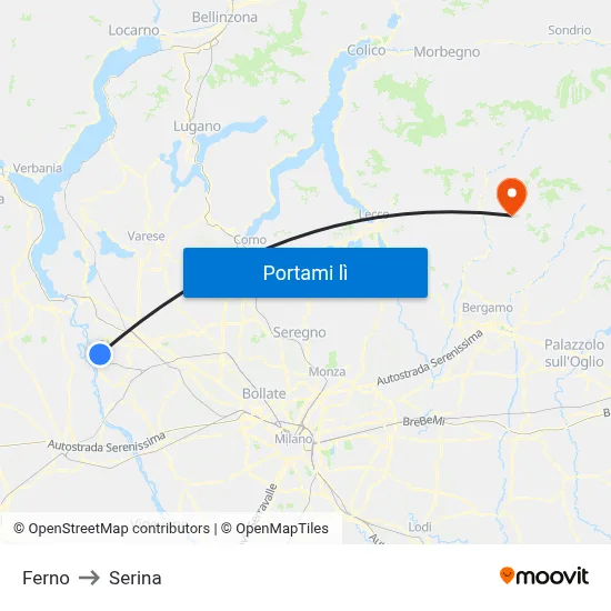 Ferno to Serina map