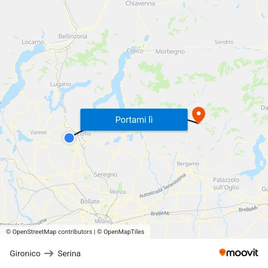 Gironico to Serina map