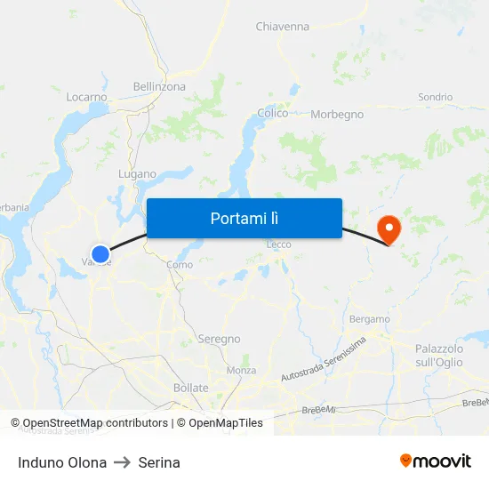 Induno Olona to Serina map