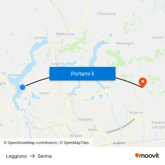 Leggiuno to Serina map