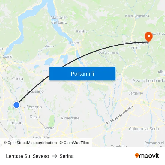 Lentate Sul Seveso to Serina map