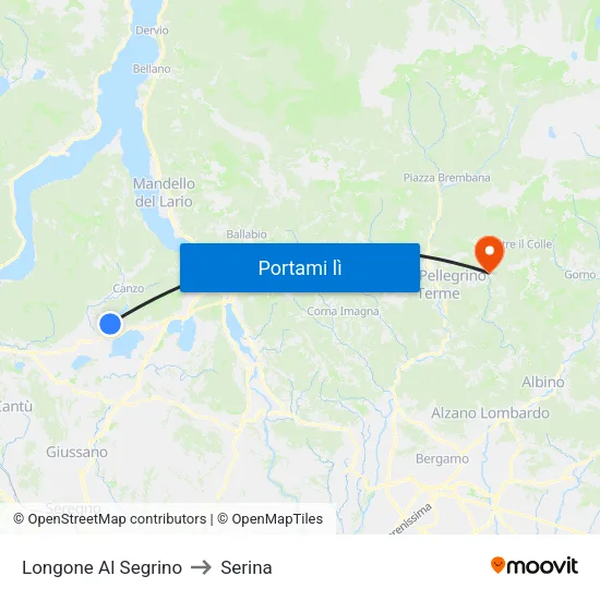 Longone Al Segrino to Serina map