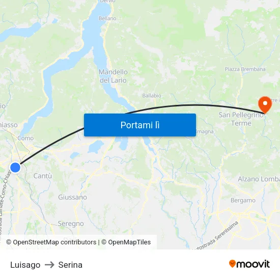 Luisago to Serina map