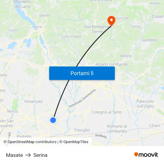 Masate to Serina map