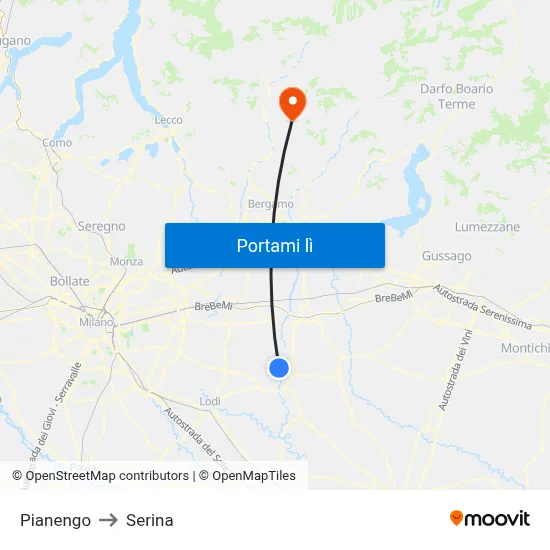 Pianengo to Serina map