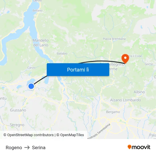 Rogeno to Serina map