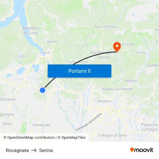 Rovagnate to Serina map