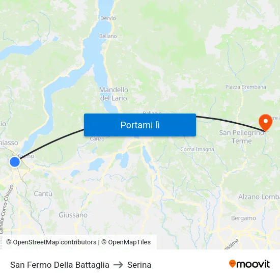 San Fermo Della Battaglia to Serina map
