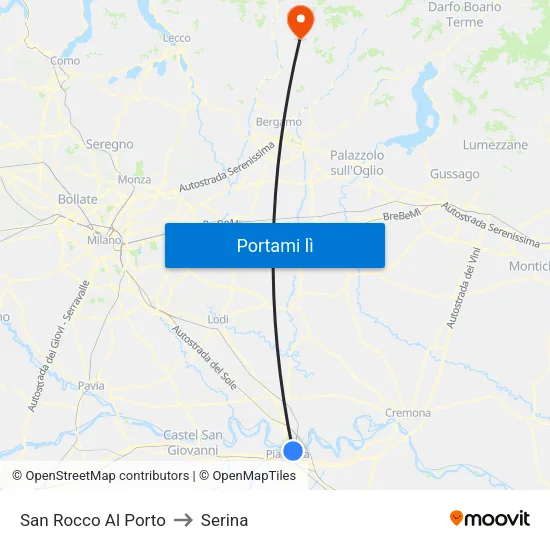 San Rocco Al Porto to Serina map