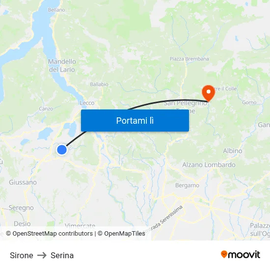 Sirone to Serina map