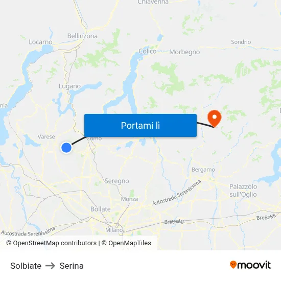 Solbiate to Serina map