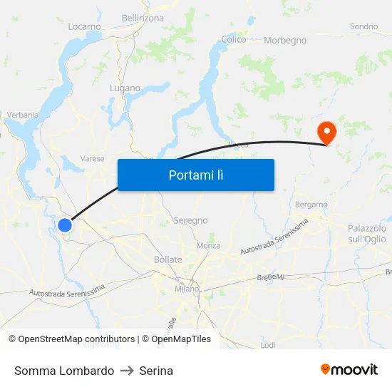 Somma Lombardo to Serina map