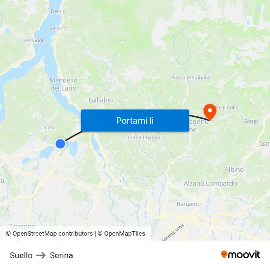 Suello to Serina map