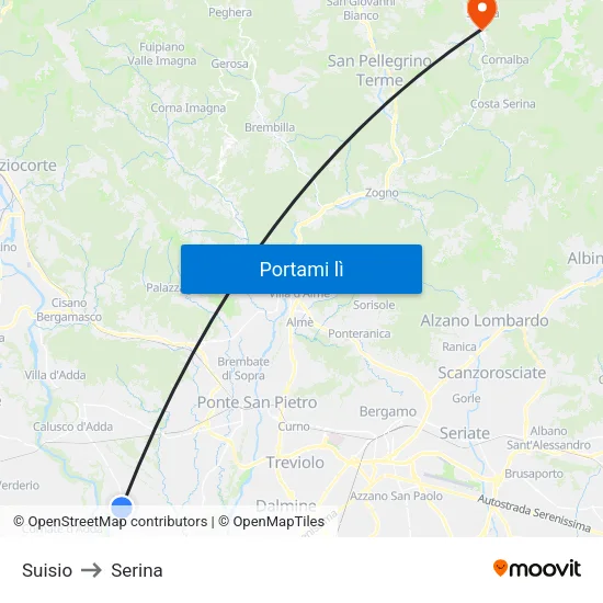 Suisio to Serina map