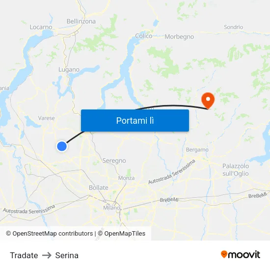 Tradate to Serina map