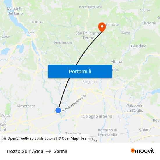 Trezzo Sull' Adda to Serina map