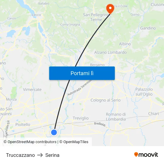 Truccazzano to Serina map