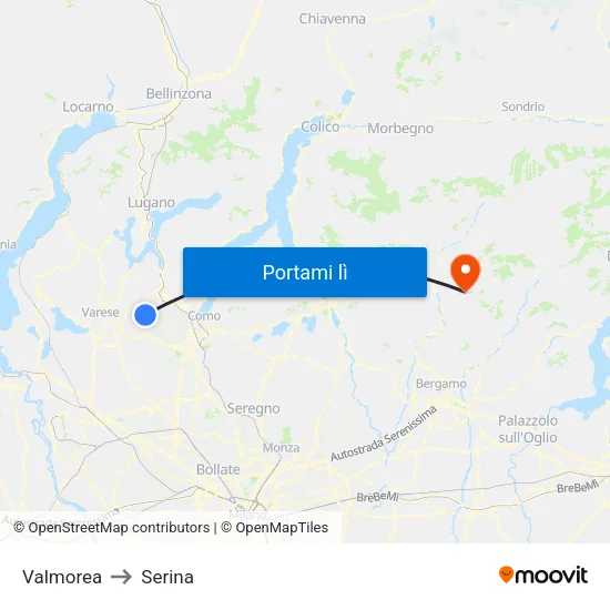 Valmorea to Serina map