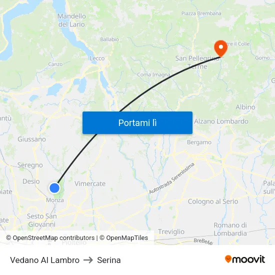 Vedano Al Lambro to Serina map
